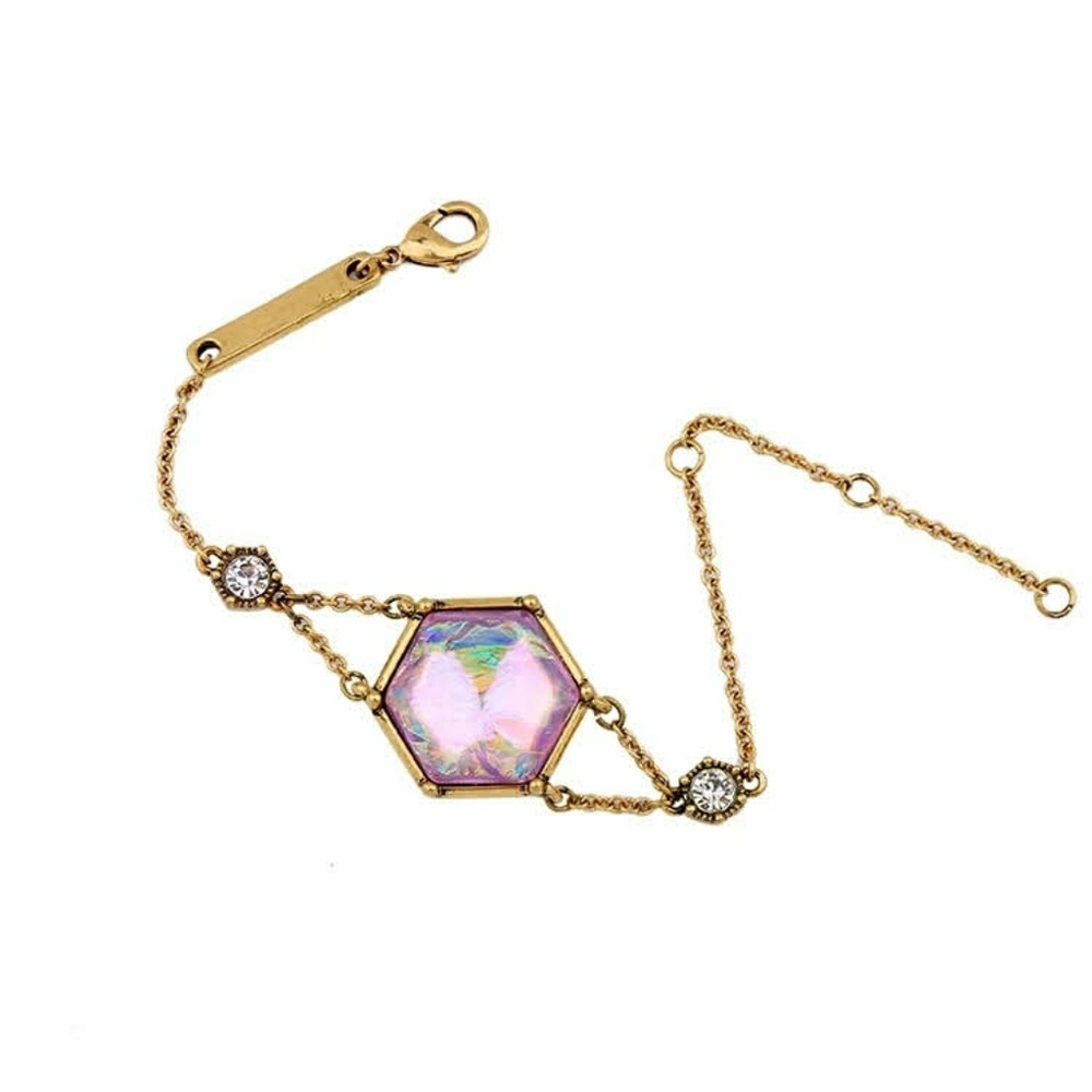 Aurora Borealis Rhinestone Pendant Vtg Bracelet - Picture 3 of 8
